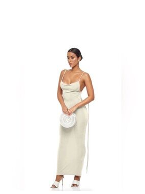 Drape Back Maxi Dress with Spaghetti Tie Straps